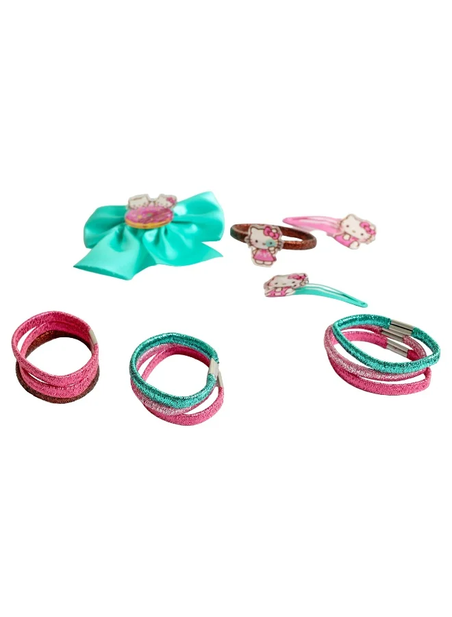 Sanrio  Sanrio Hello Kitty 2 Hair Clips/1Bow/10 Glitter Elastic for Women | Best Price UAE